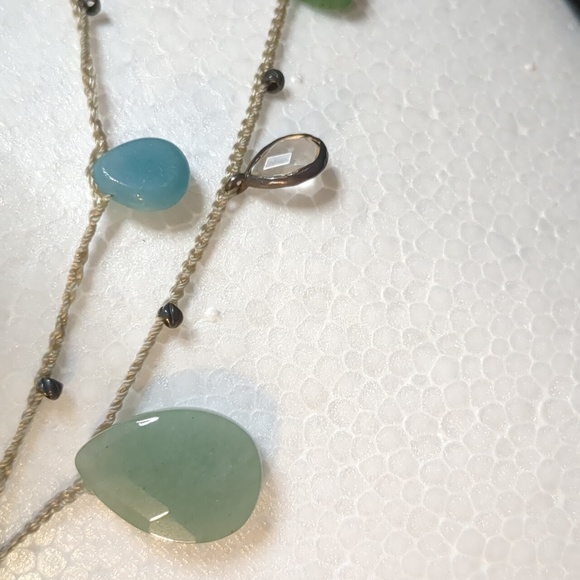 Silpada Cubic Zirconia Amazonite Howlite Turquoise Silver Knotted Necklace - Picture 6 of 9